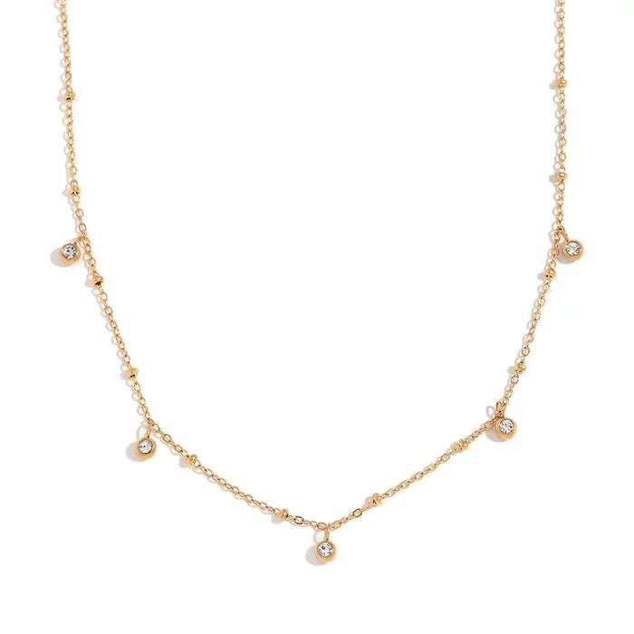 E.B.belle-Collier en acier inoxydable plaqué or 18 carats pour femme, 5 bijoux ronds, décoration élé