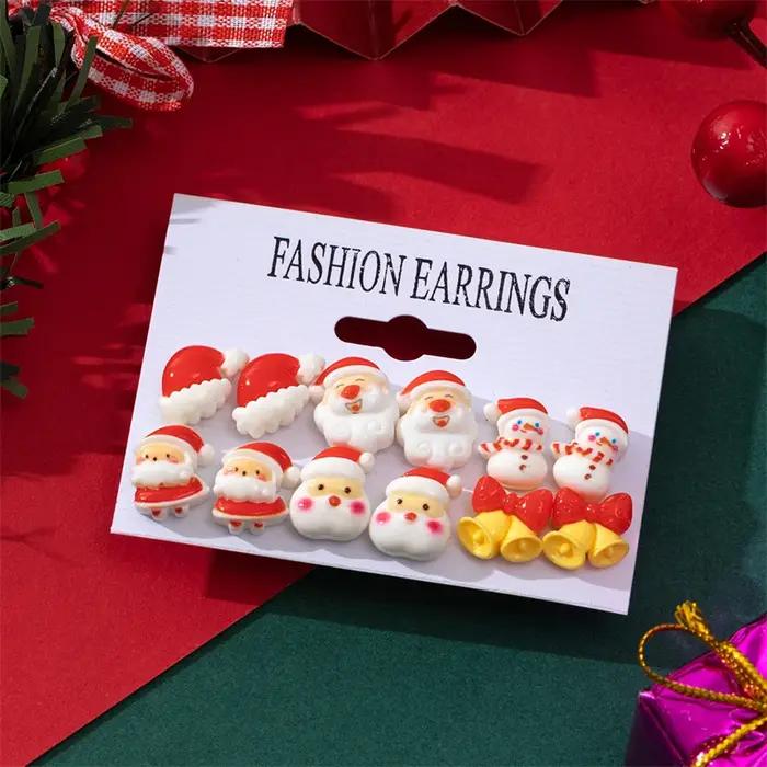 Superbes ensembles de boucles d'oreilles de Noël pour femmes comprenant des pièces en alliage flocon de neige nœud papillon divers thèmes disponibles bijoux saisonniers idéaux
