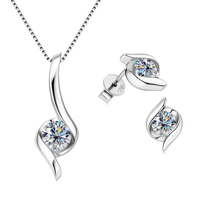 Ensemble de bijoux en argent Sterling 925 véritable Moissanite pour femmes