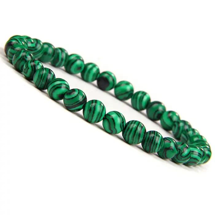 Bracelet en pierre de Malachite verte naturelle, 6/8/10mm, perles rondes faites à la main, pour Coup