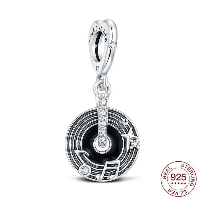 Porte-bonheur en argent Sterling 925, pendentif d'enregistrement rotatif, adapté aux Bracelets origi