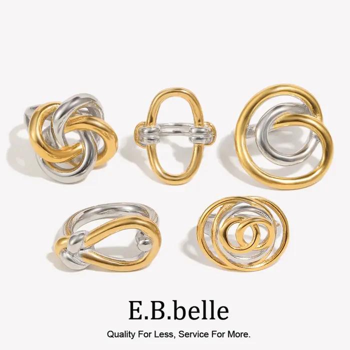E.B.belle Série Line Knotting Bague à deux tons