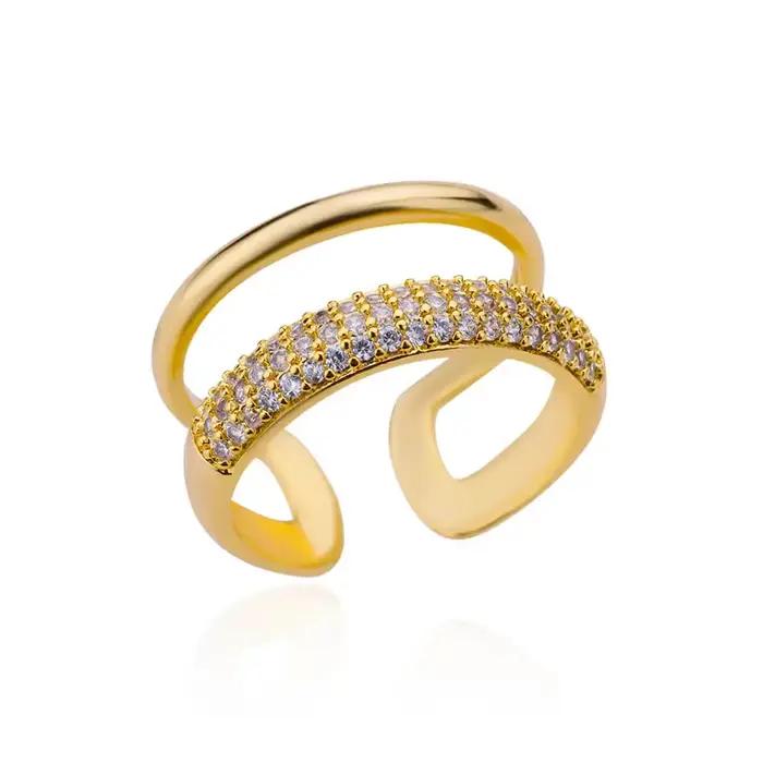 Bagues en Zircon pour femmes, anneau ouvert en acier inoxydable, tendance de luxe, bijoux de mariage
