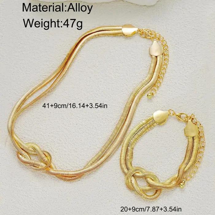 Ensemble collier et bracelet à double couche pour femmes