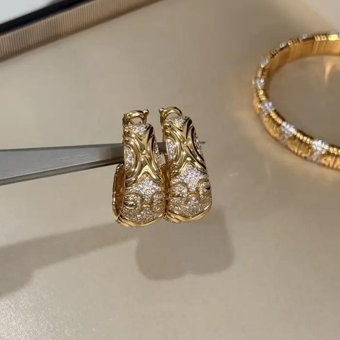 Boucles d'oreilles BELLUX Italie, style vintage classique, argent 925 plaqué or, zircon synthétique, luxe léger, bijoux fins