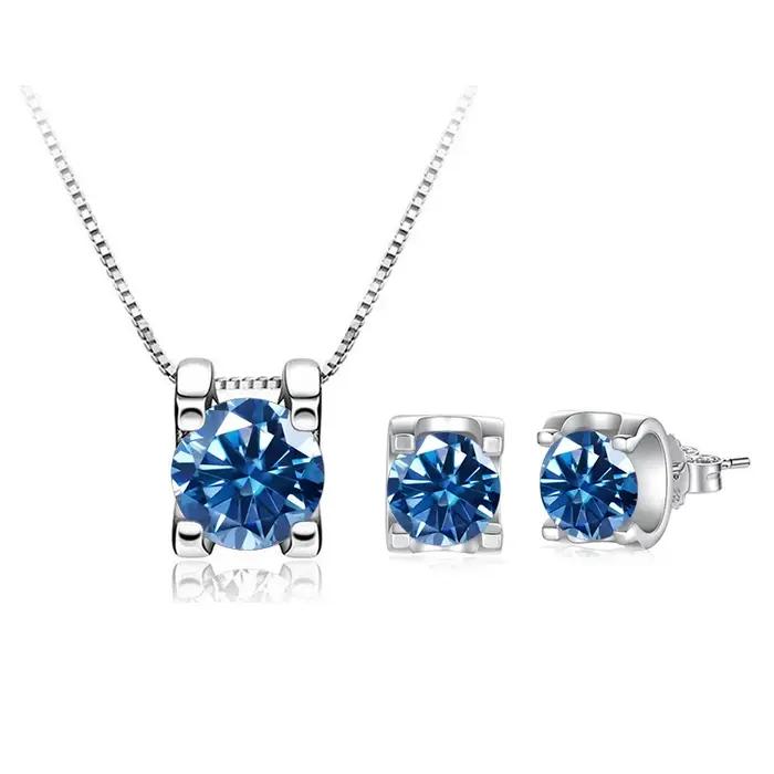 3ct D Clolor réel Moissanite ensembles de bijoux femmes en argent Sterling 925 boucles d'oreilles collier