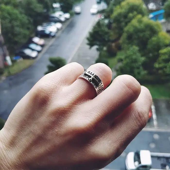 Bague rétro graffiti croisé punk gothique ajustable fait main rock hip hop unisexe bijou occasion spéciale homme femme
