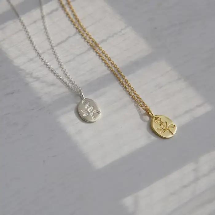 ANENJERY – collier ovale en forme de fleur de Rose pour femmes