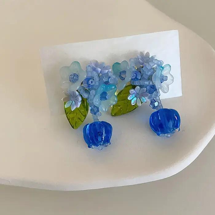 Boucles d'oreilles en résine fleuries pour femmes romantiques mignonnes accessoires de vacances bijoux de styliste cadeaux de fête occaions spéciales