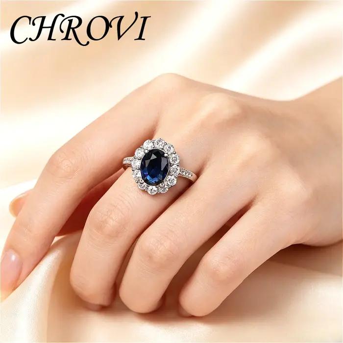 Nouvelle bague en argent sterling 925 exquise avec saphir multicolore