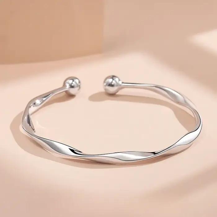 Bracelet à fleurs en argent Sterling 925 pour femmes, Texture originale, solide, réglable, léger, bi