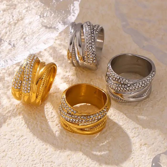 Amaiyllis-Bague d'index tissée en croix pour femme