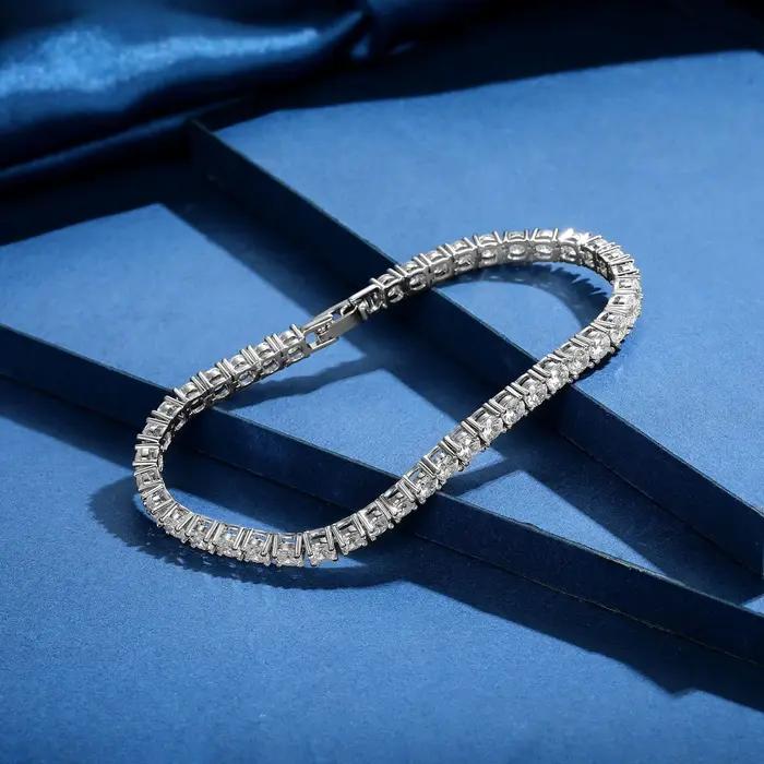 Bracelet de tennis en argent sterling 925 sertie de zirconium blanc élégant pour femme style sportif occasions spéciales