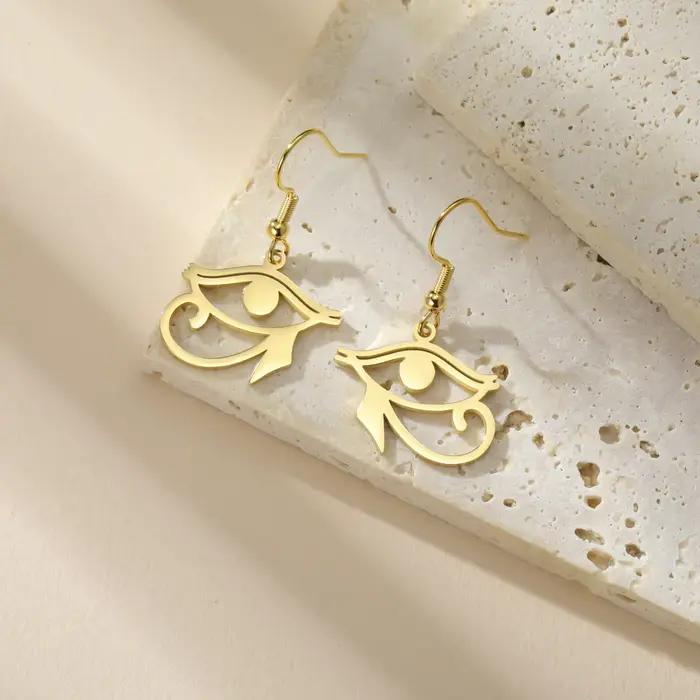 Amulette Wedjat Udjat, pendentif et boucles d'oreilles œil d'Horus Ra de l'Égypte ancienne, en acier inoxydable, pour femme, cadeau de bijoux