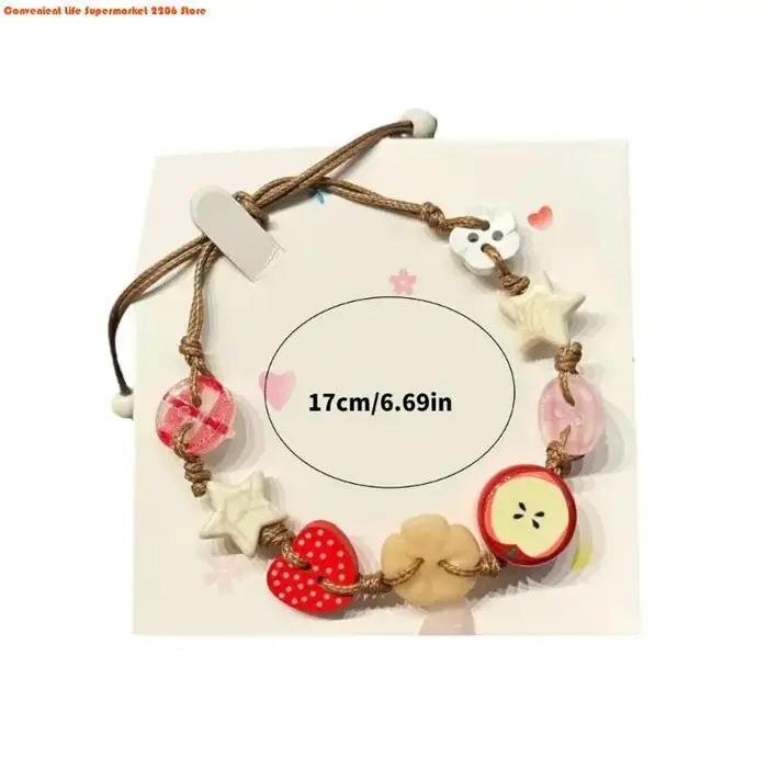 E06E Bracelet des pommes à charme élégant avec des cadeaux spéciaux corde couleur vibrante pour les filles