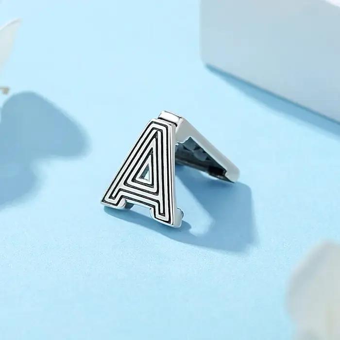 Bracelet en argent sterling 925 orjaer avec lettres A-Z et pierres de zirconium blanc pour femmes occassions spéciales