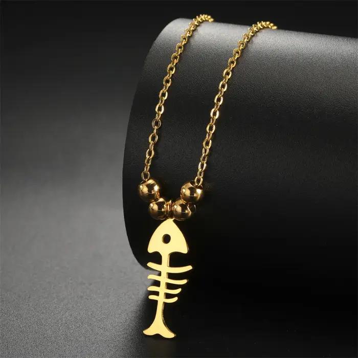 My Shape Colliers pendentif os de chat et de poisson pour femmes et filles