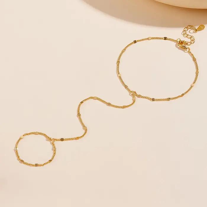 Bracelet chaîne de plage tendance en argent sterling S925, bijou de main simple et moderne avec chaî