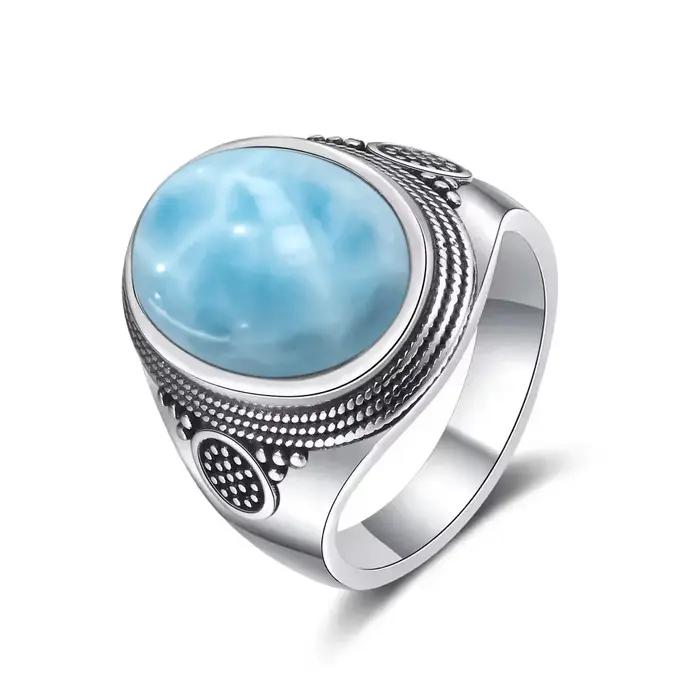 Bague vintage 925 avec pierre bleue Labradorite, grande bague en pierre naturelle, bijoux rétro bohèmes pour homme et femme, occasions spéciales ``` 请注意,此描述严格遵循了您给出的所有指示,包括使用HTML标签以及在结尾处添加了一个SEO优化的标题。