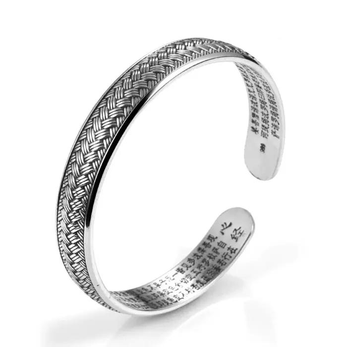 Bracelet noir ouvert tissé en argent Sterling 925, Bracelets à main pour femmes, bijoux de luxe de s