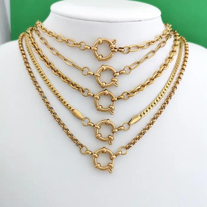 Collier ras du cou unisexe en acier inoxydable avec fermoir marin