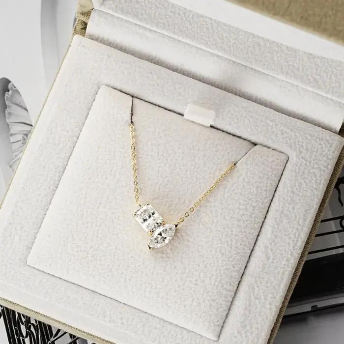 M-JAJA 3ct Moissanite pendentif collier pour femmes coupe rayonnante/coupe Marqusie diamant