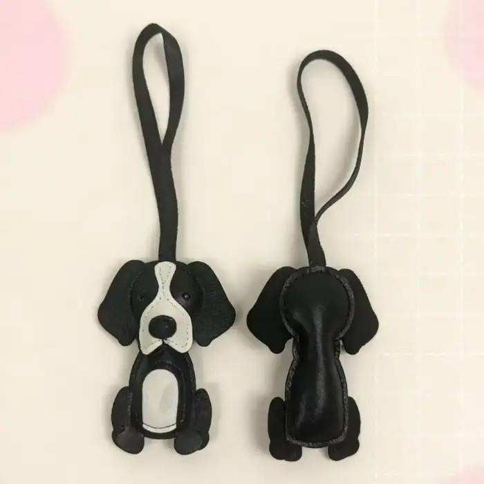 Brelôcle en forme de Border Collie en cuir avec sangle réglable pour sac à dos pour chiots et amoureux des animaux pour diverses occasions