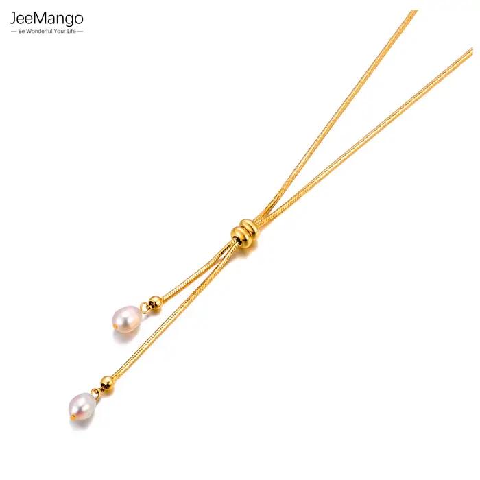 JeeMango-Collier pendentif en perles d'eau douce naturelles pour femme