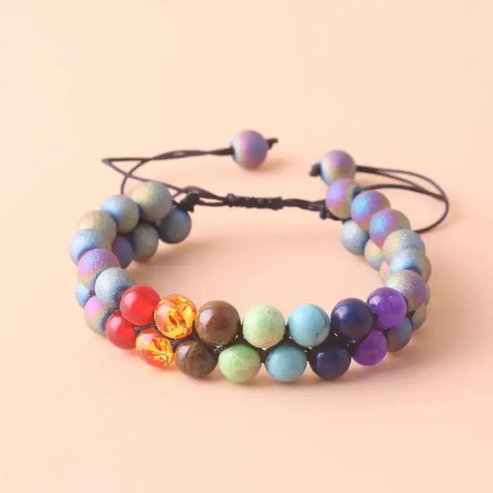 Bracelet Chakra cristaux de guérison Yoga pierre perles Bracelets méditation Relax anxiété