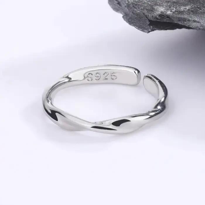 Bague en fil torsadé Simple en argent Sterling 925, bijoux de luxe pour dîner et fête pour femmes