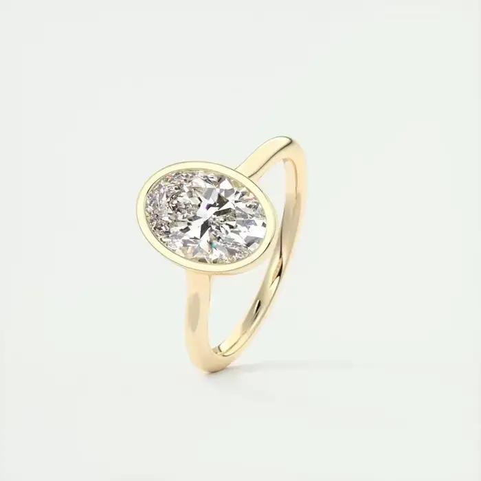 Lnngy-Bagues de fiançailles ovales en argent regardé 925 pour femme, bijoux plaqués or 14 carats, ab