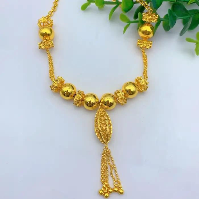 Ensemble de bijoux africains ANIID collier et boucles d'oreilles plaqués or pour mariage et occasions spéciales femmes