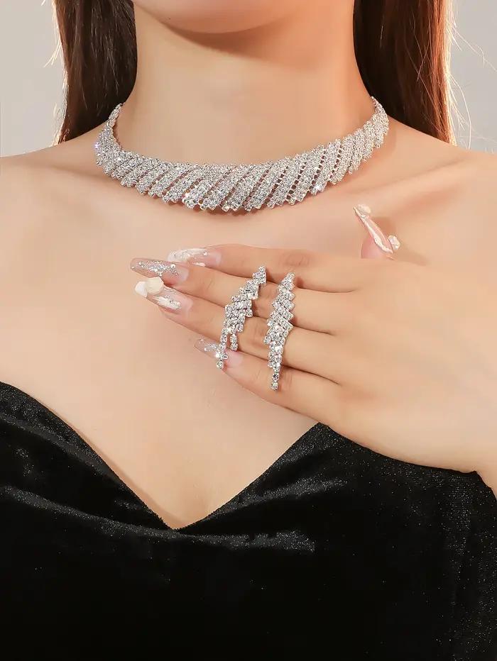 Collier en cristal avec strass pour femmes, chaîne, cadeau de mariage