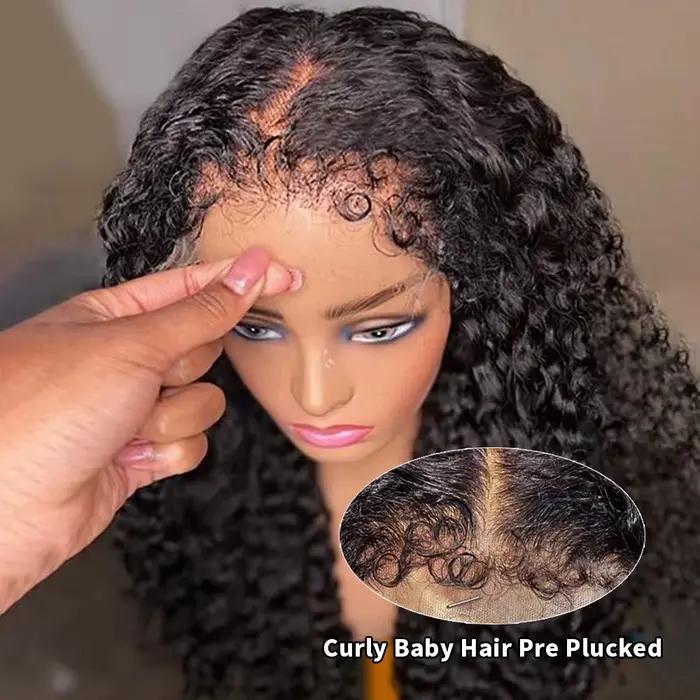 Perruques Lace Frontal en Cheveux Humains Bouclés Afro Kinky Curly 4C avec Bords Bouclés et Baby Hai