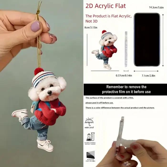 Pendentif Bichon Frise Mignon, Charme Polyvalent, Animaux de Compagnie, Dessin Animé, Accessoire de Mode, Décoration Intérieure, Cadeau Spécial
