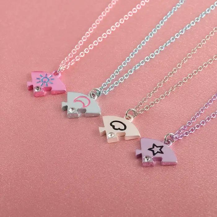4 pièces/ensemble couleur couture étoiles lune soleil nuages meilleur ami collier BFF amitié bijoux cadeaux pour les filles