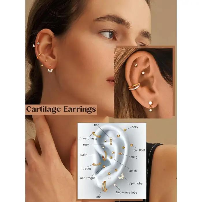 Bobisty 1PC Rook sourcil Piercing bijoux cerceaux chirurgical Vertical incurvé haltère acier inoxydable Daith conque nez Septum goujon