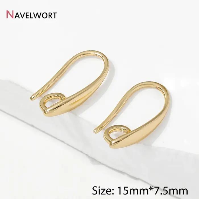 2/4/6 paires de crochets de boucles d'oreilles en laiton plaqué or 14 carats