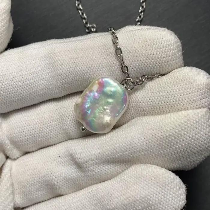 HEYYA – collier avec pendentif en perles baroques naturelles pour femmes