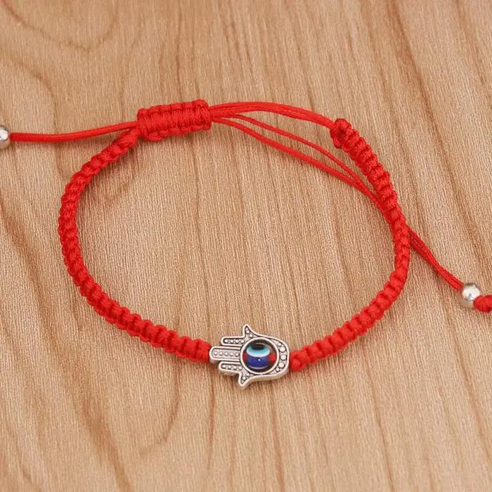 Corde rouge Hamsa main mauvais œil chanceux Kabbale Boho Festival Chic Bracelet oeil bleu perle ronde Bracelet mode Couple bijoux