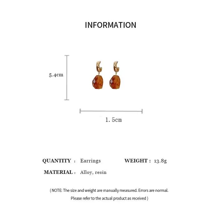 Boucles d'oreilles pendantes en résine ambrée Maillard pour femmes