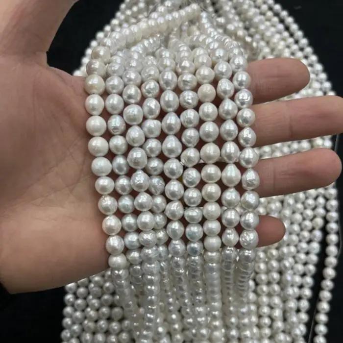 Perles naturelles 8-9mm AAAA rondes lisses d'eau douce blanches