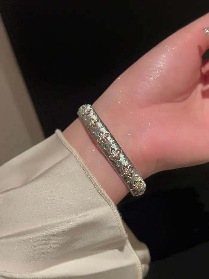 Or femmes 2025 nouveau Bracelet Vintage Buccella ouvert tissé or diamant