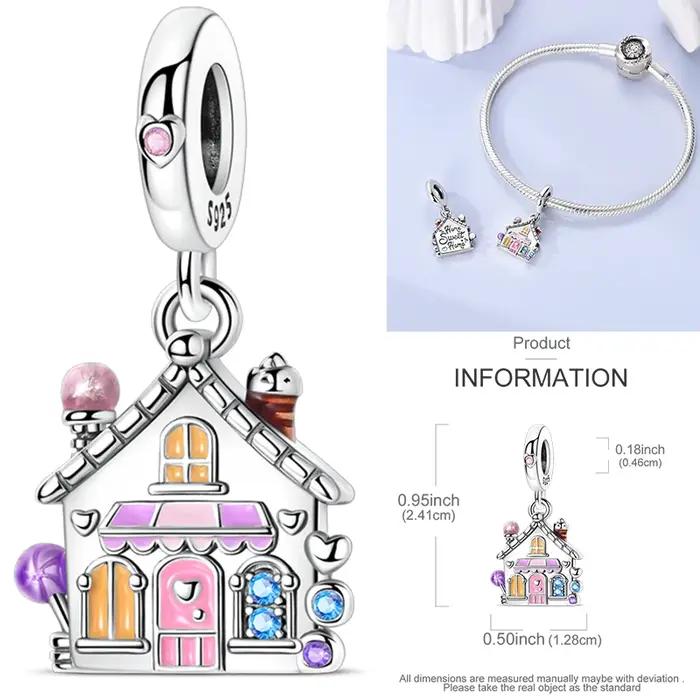 Breloques d'église en argent sterling 925 serties de zirconium blanc pour femmes occasions spéciales et bijoux de voyage autour du monde