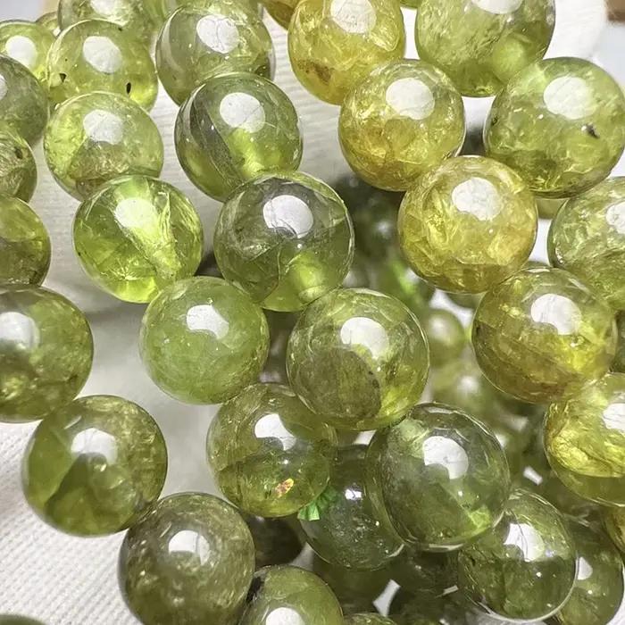 Bracelet rond lisse en péridot AAA 100% naturel