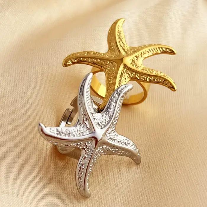 LATS Vintage étoile de mer bague pour femmes hommes nouvelle mode grande