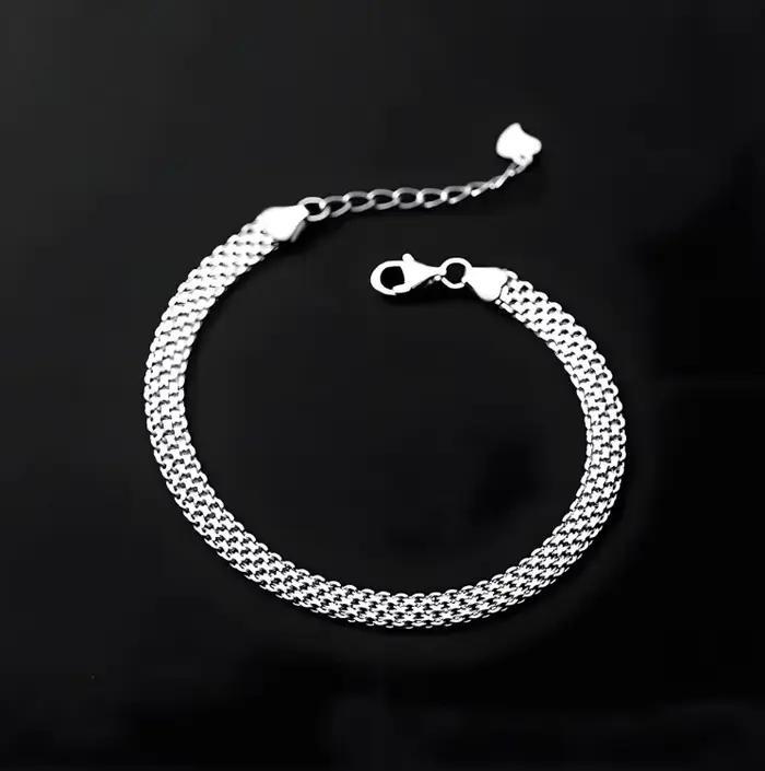 Offre spéciale 925 Bracelets en argent sterling chaîne en maille pour femmes hommes mariage dame Nob
