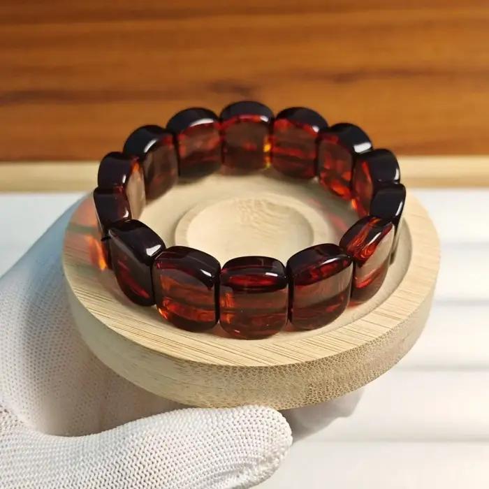 Bracelet en ambre rouge naturel bracelet de perles de guérison bijou fin pour hommes et femmes cadeau d'occasion spéciale