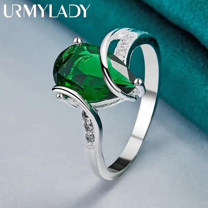 URMYLADY 925 argent Sterling goutte d'eau Turquoise 7-10 # Bague pour femmes