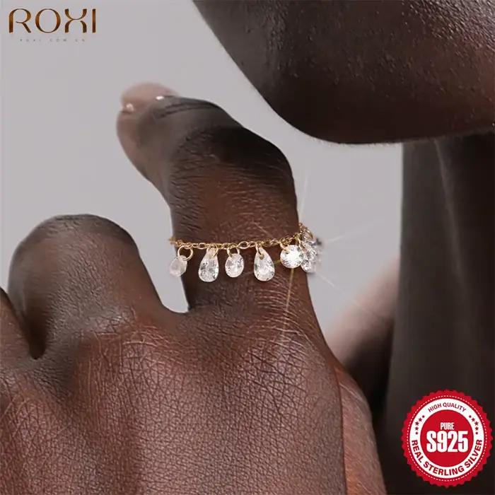 ROXI offre spéciale 925 argent Rose en fleur bague pour les femmes Style exquis à la mode pour les fêtes de mariage bijoux de luxe cadeaux fins